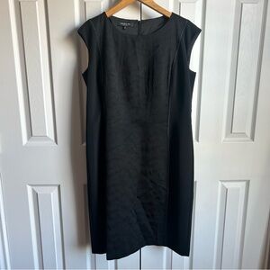 Lafayette 148 black textured panel sleeveless sheath dress